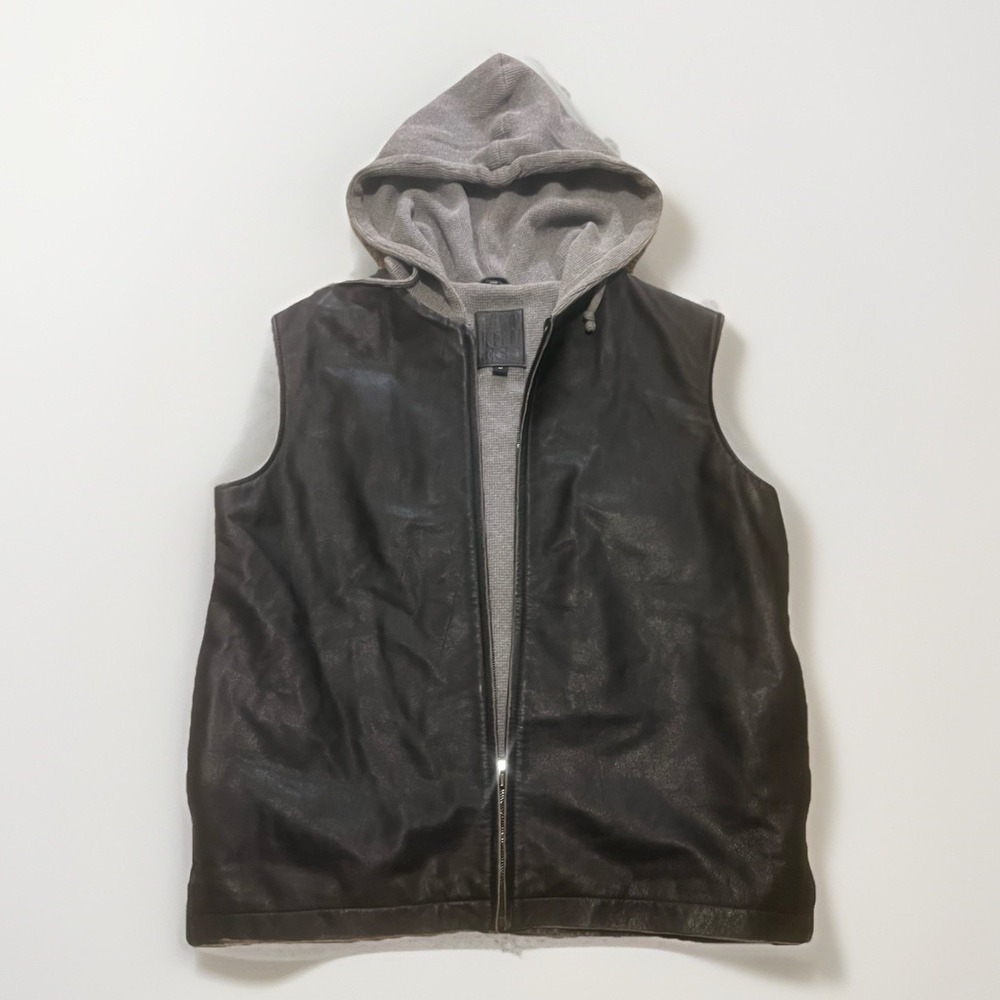 fitigues mens leather vest Hooded medium‎
